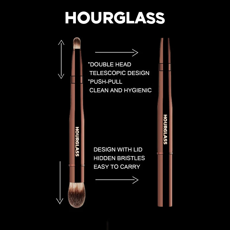 Hourglass No.28 Double-Head Retractable Makeup Brush – Multifunctional Concealer & Highlighter Face Brush