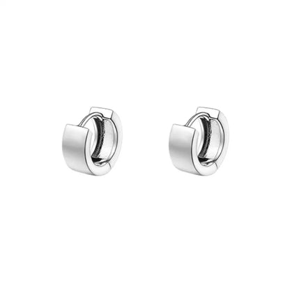 Classic Silver Hoop Earrings - Minimalist Wide Huggie Style Punk Jewelry for Women