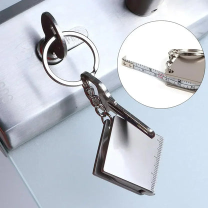 Metal Tape Measure Keychain | Stainless Steel Retractable Ruler Key Ring | Practical Small Measuring Tool