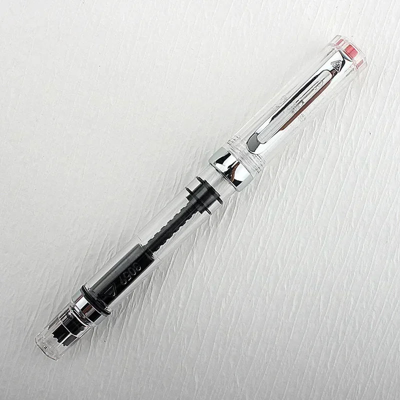 3059 Piston Fountain Pen – High-Quality Transparent Resin with EF/F Nib (0.38/0.5mm) for Business & Gift