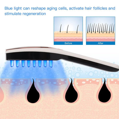 CkeyiN 3-in-1 Phototherapy LED Massage Comb - Vibrating Head Massager Brush for Rechargeable Scalp, Anti Hair Loss, Hair Growth Relief