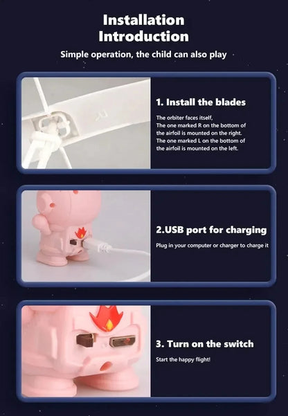 Mini Astronaut Drone Toy — Cartoon Spaceman Flying Robot with USB Charging & Hand Control for Kids