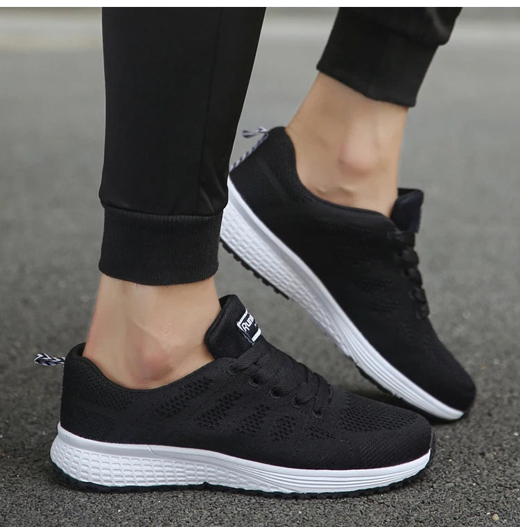 Women's Lightweight Lace-Up Flats – Fashionable Round Toe Nurse Sneakers, Comfortable Walking Shoes, Plus Size Available