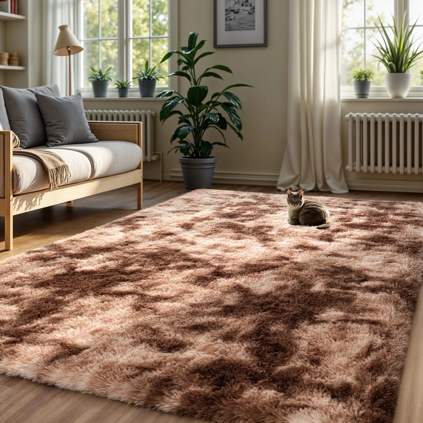 Minimalist Fluffy Area Rug - Slip-Resistant Living Room, Kids Room & Bathroom Home Decor Mat