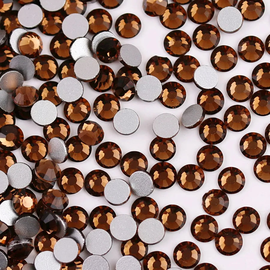 Glass Crystal Flatback Rhinestones Set SS6–SS30 – Non-Hotfix Round Glue-On Gems for Nail Art, DIY Crafts & Jewelry Decoration