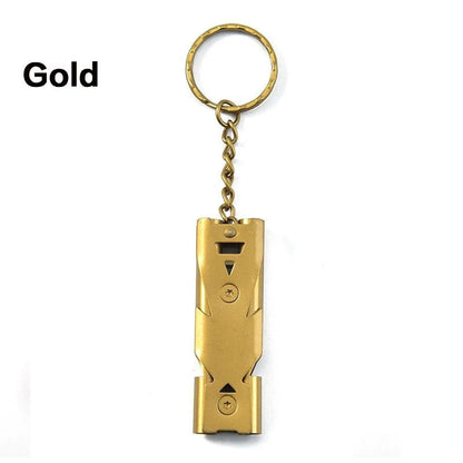 Outdoor EDC Survival Whistle – High Decibel Double Pipe Stainless Steel Keychain