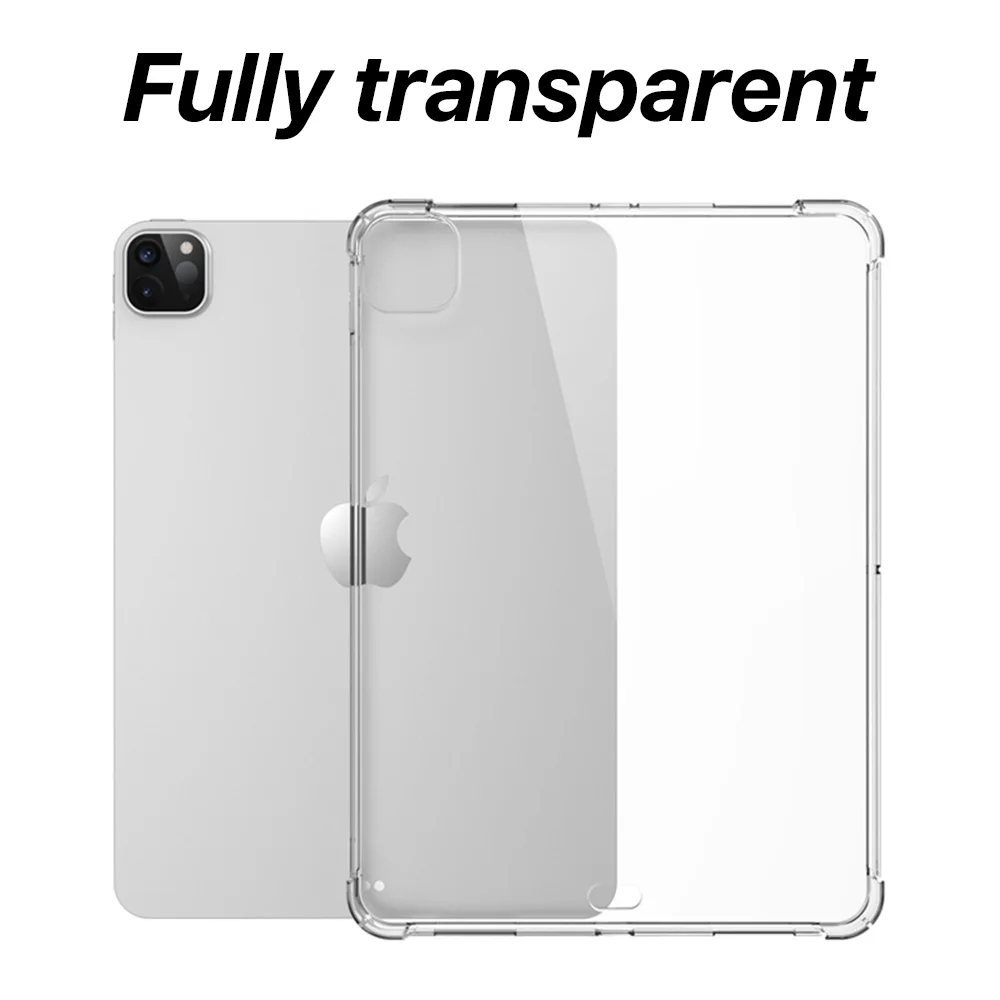 Transparent iPad Case - Protective Cover with Pencil Holder for iPad 7th–9th Gen, 10.2-Inch, Air 4/5, 10.9-Inch & Pro 12.9-Inch