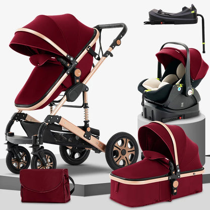 3-in-1 Baby Stroller Travel System – Foldable Newborn Pram with Isofix Base & Reversible Carriage