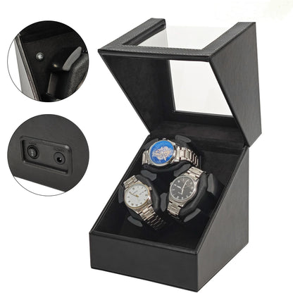Universal Watch Winder Box - 3 Position Smart Winding Mechanism with LED Light Sensor Silent Motor USB Watch Storage Case