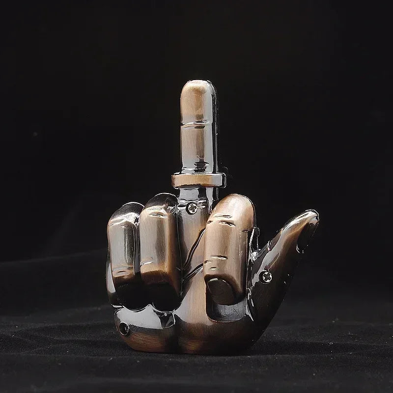 Funny Middle Finger Torch Lighter – Windproof Jet Flame Refillable Butane Smoking Accessory with Voice Sound