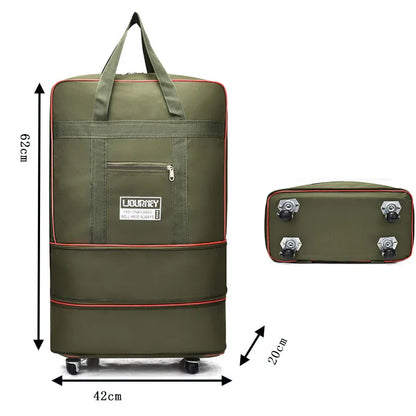 Folding Travel Bag with Swivel Wheels – Large Capacity Telescopic Luggage Storage Box for Overnight Trips & Travel