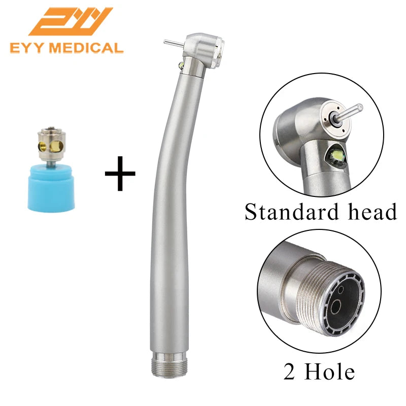 EYY Dental LED High-Speed Handpiece — Ceramic Bearing E-Generator, 2/4 Hole Stainless Steel Dental Tool