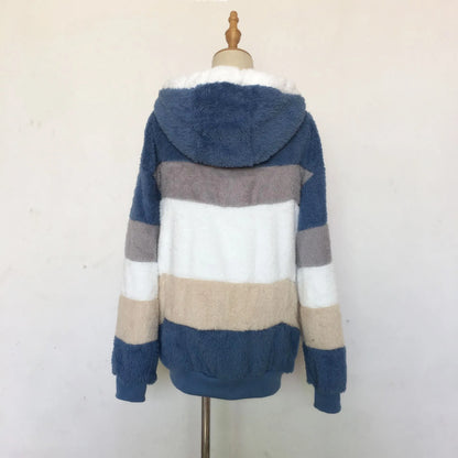 Oversized Jacket for Women – 2023 Autumn Winter Warm Plush Hooded Coat, Loose Fit Streetwear with Pockets