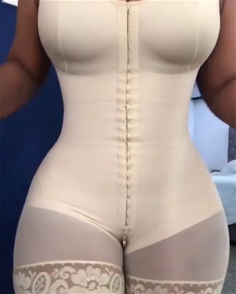 High Compression Bodysuit Shapewear: Fajas Girdles with Bust Brooches for Slimming Sheath - Daily & Post-Surgical Use for Women's Belly