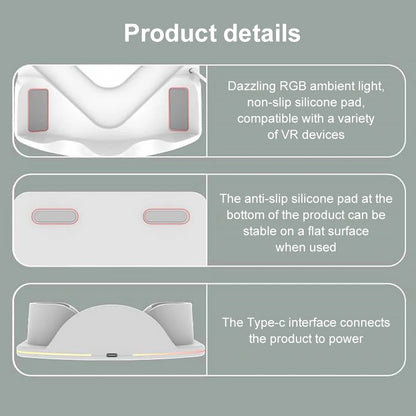 Meta Quest 3S Charging Dock – Fast VR Headset Station with RGB Light & Controller Holder for Quest 3S/3/2