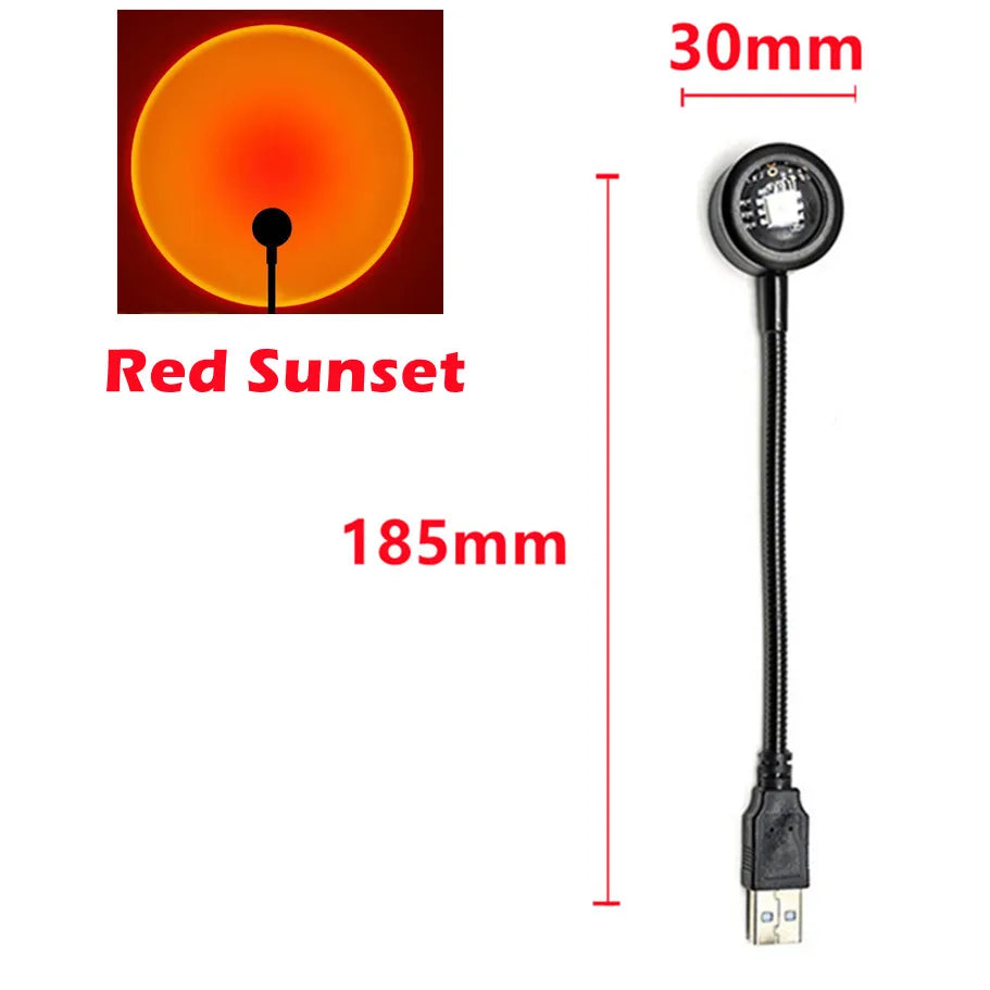 RnnTuu LED USB Sunset Lamp – Portable Mood Light, Home Decor & Photography Projector for Living Room & Wall