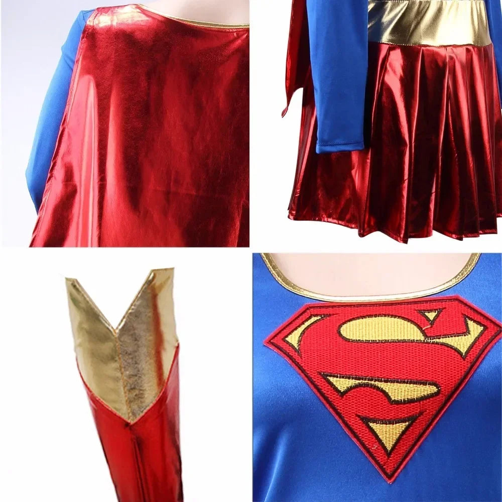 Women’s Supergirl Superhero Costume – Fancy Dress Outfit for Party & Halloween