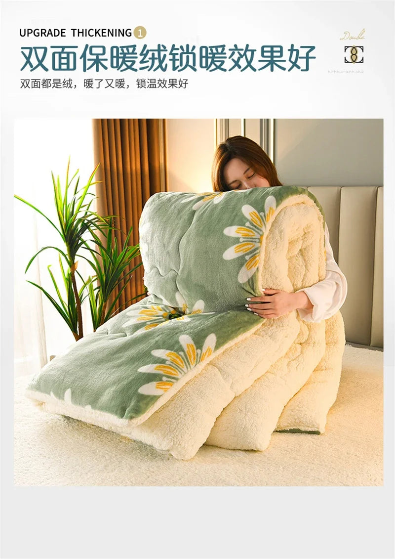 Super Thick Plaid Fleece Blanket – Soft, Warm, Fluffy Winter & Autumn Comforter Quilt