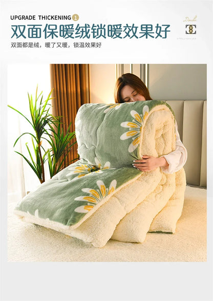 Super Thick Plaid Fleece Blanket – Soft, Warm, Fluffy Winter & Autumn Comforter Quilt