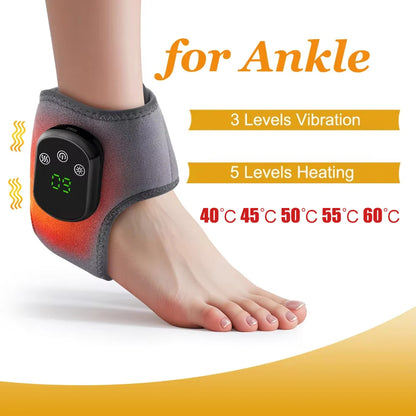 Portable Air Compression Ankle & Foot Massager - 4-Level Intensity Heated Foot Massage Wrap