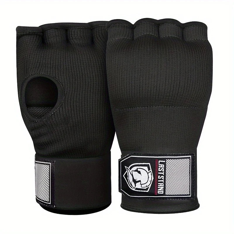 MMA Half Finger Gel Boxing Gloves with Long Wrist Strap - Muay Thai & Sanda Training Inner Hand Wrap Accessory