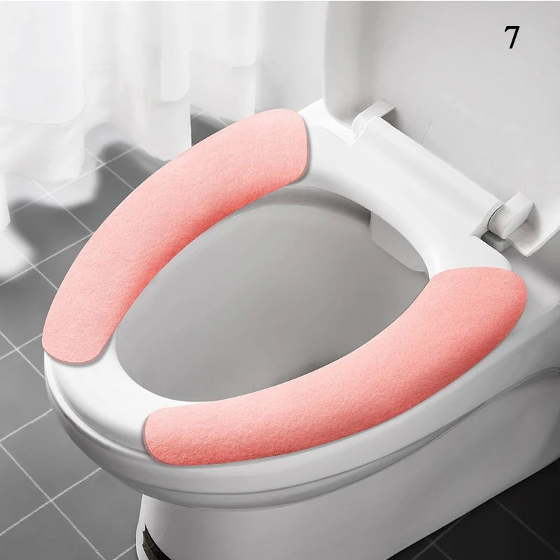 2-Pack Reusable Flannel Toilet Seat Cover Pads – Washable Warm Bathroom Seat Cushion Set