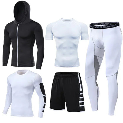 Men's Running Tracksuit Set - Compression Fitness Sportswear With Leggings, Gym Tights & Training Sweatpants