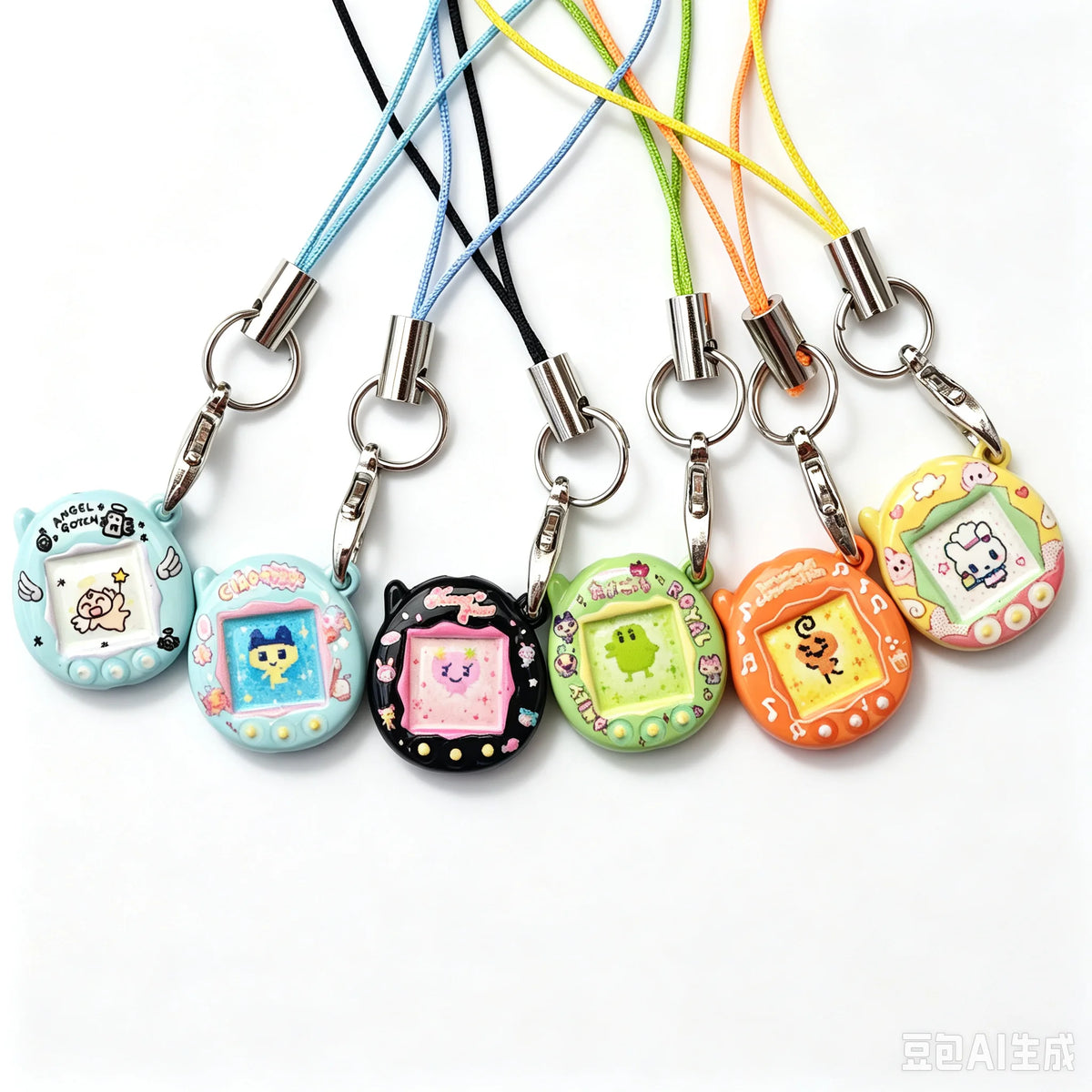 Tamagotchi Cartoon Metal Pendant Keychain - Cute Mini Anime Charm for Bags, Backpacks and DIY Jewelry Gifts