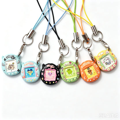 Tamagotchi Cartoon Metal Pendant Keychain - Cute Mini Anime Charm for Bags, Backpacks and DIY Jewelry Gifts