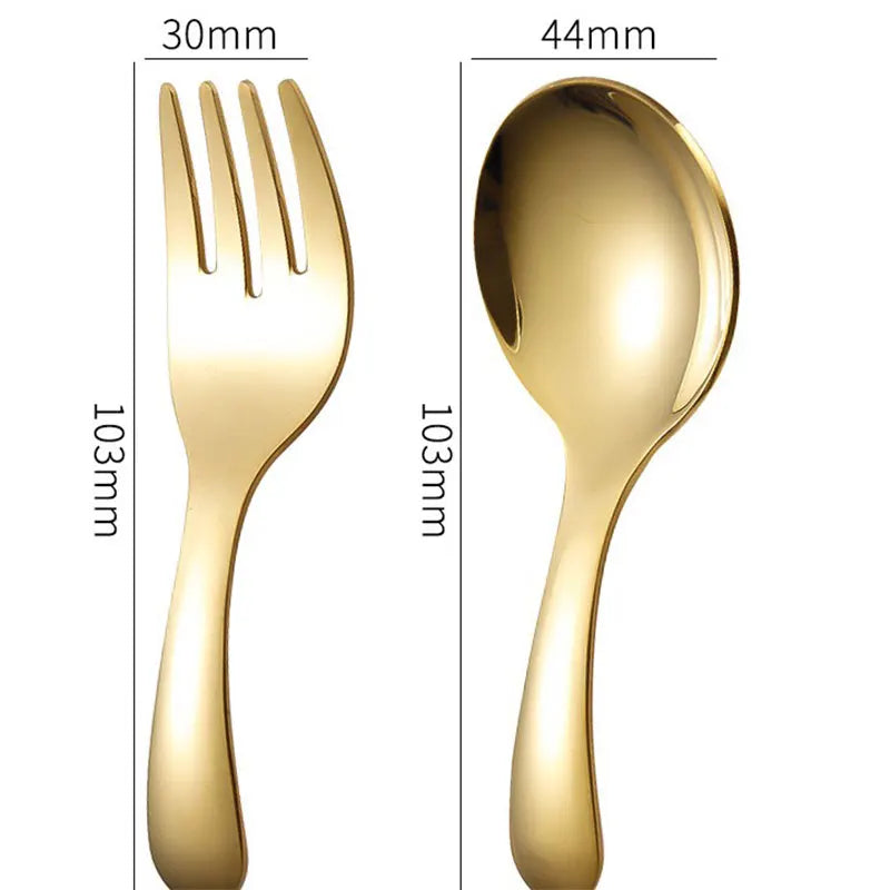 Portable 304 Stainless Steel Tableware – Children's Spoon and Fork Set, Outdoor Tourism and Dessert Utensils