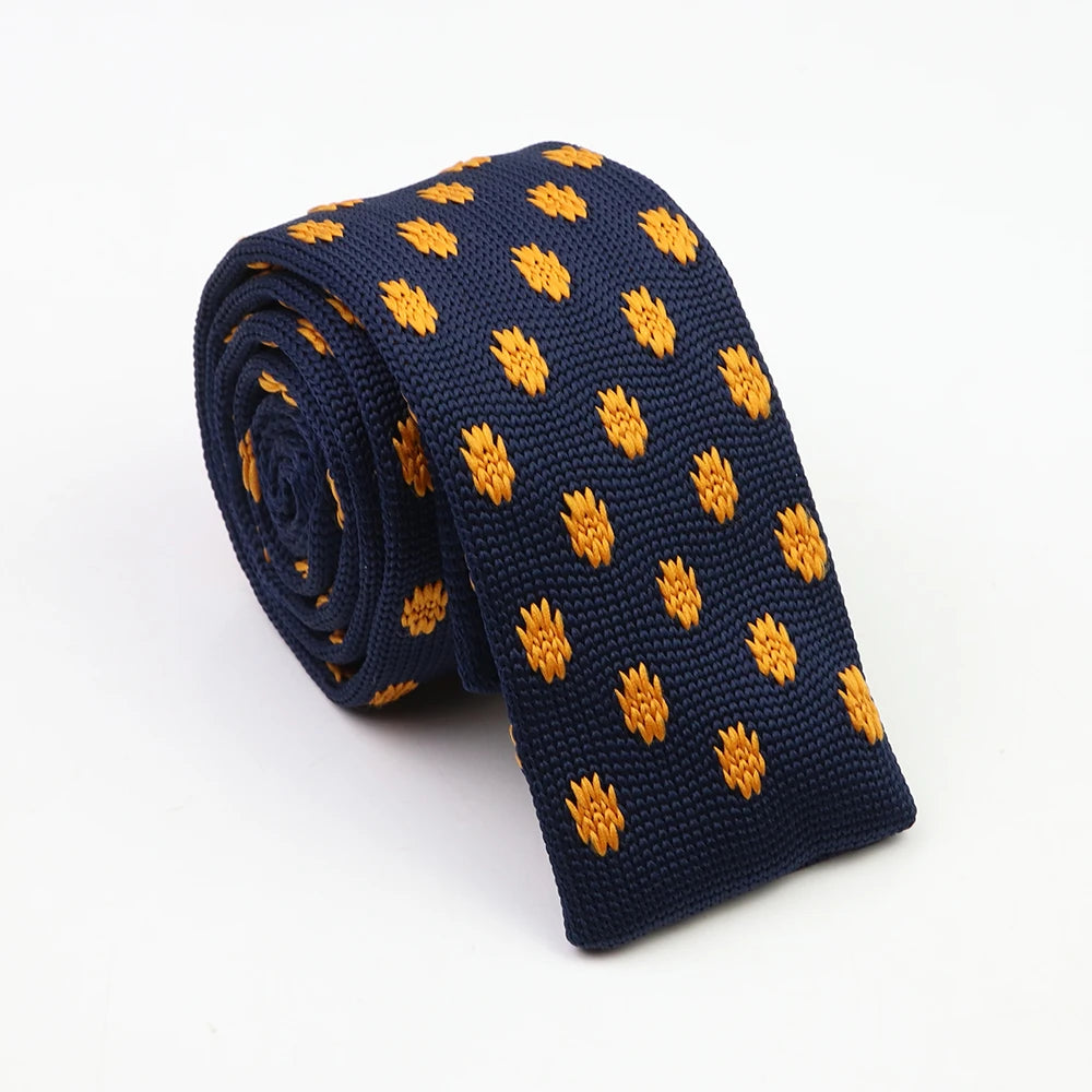 Classic Knit Neck Tie for Men — 6cm Plaid & Dots Casual Business Wedding Tie