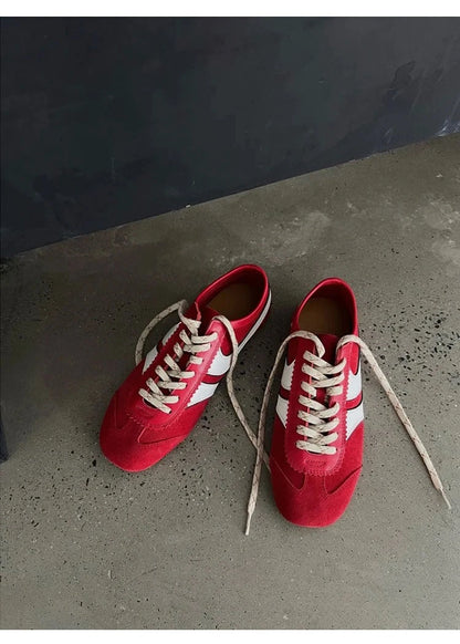 Real Leather German Training Shoes for Women — 2025 Retro Fashion Four Seasons Running & Casual Forrest Gump Style Sneakers