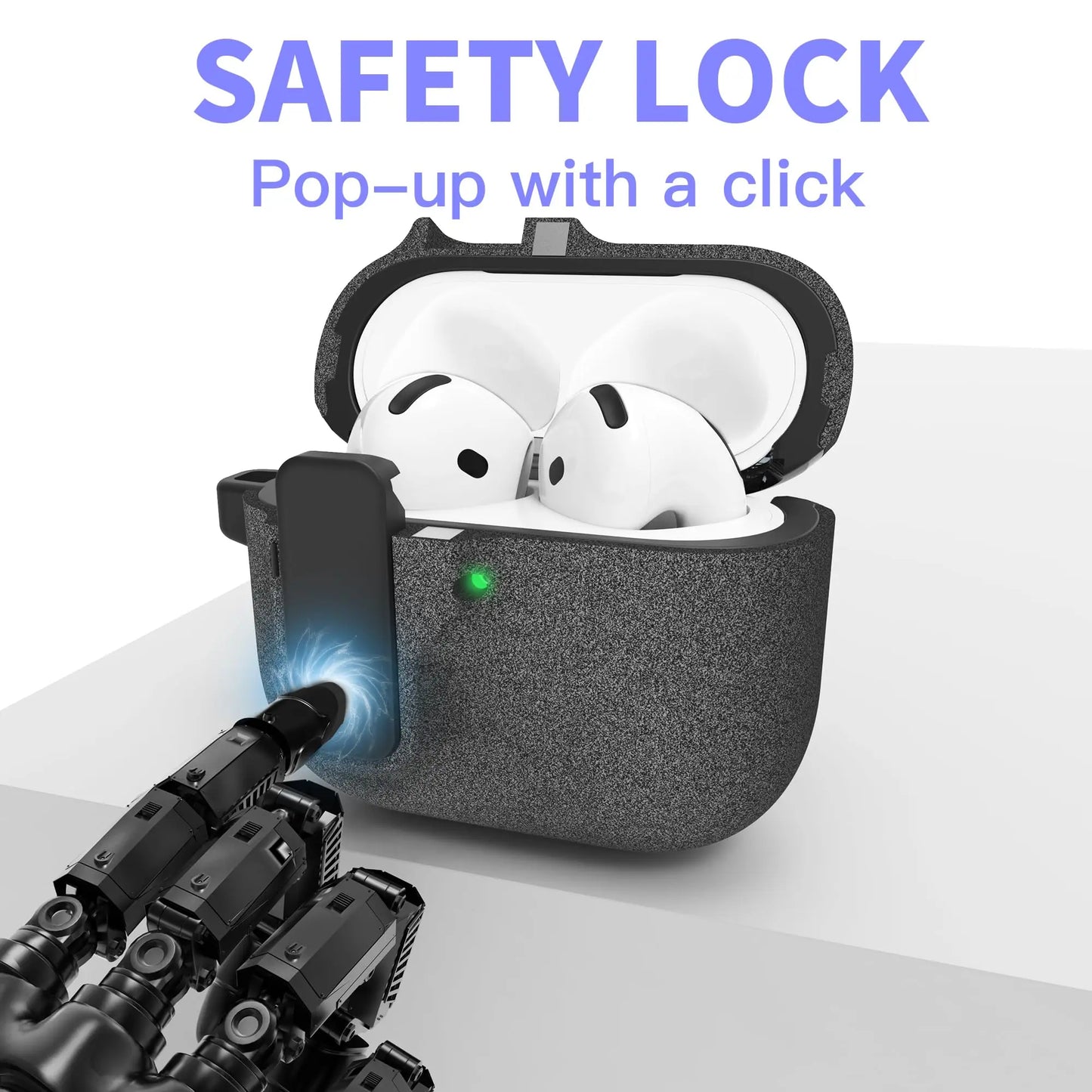 Safety Lock Shockproof Case for AirPods 4 – Protective Wireless Earbuds Case with Cleaning Kit