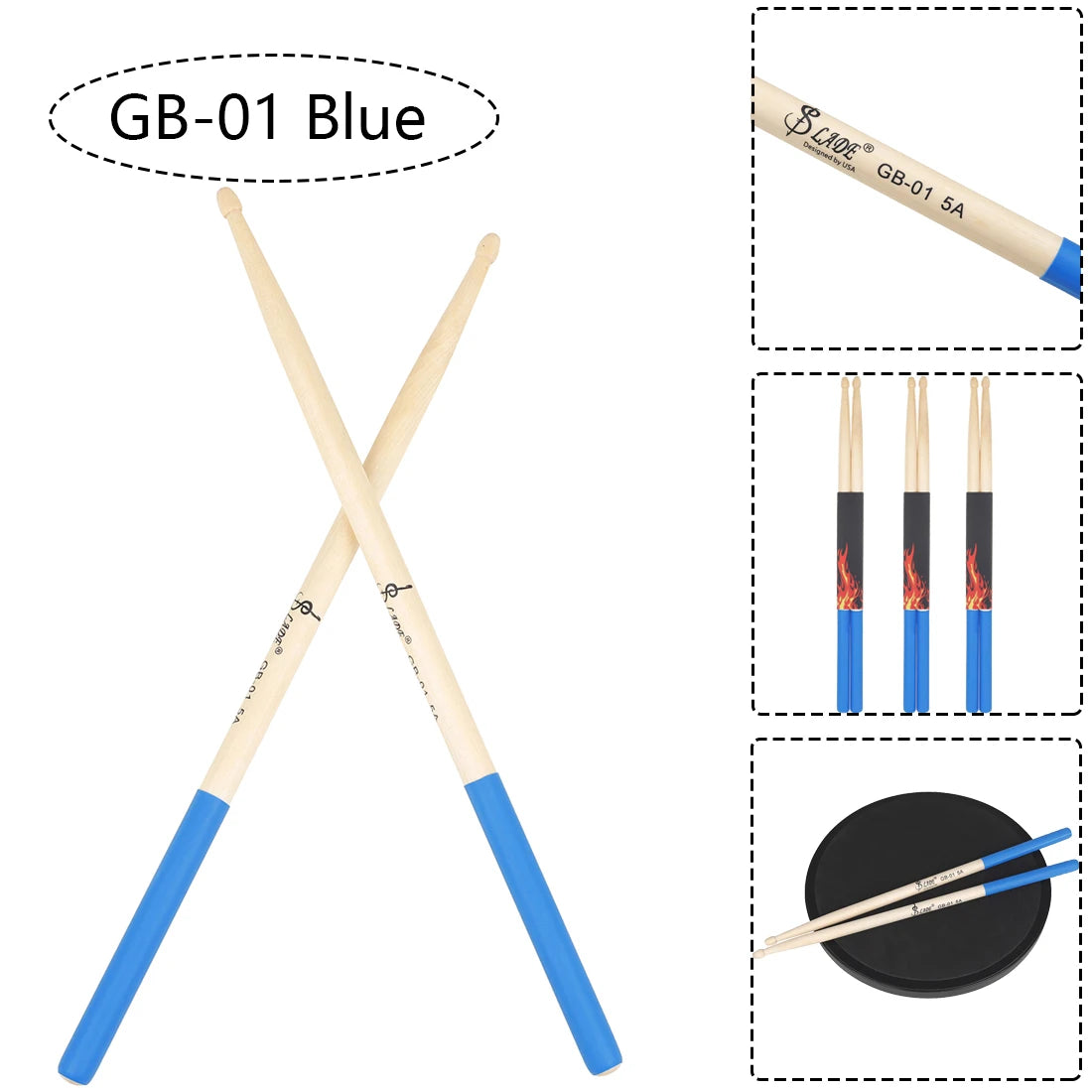 5A Maple Drumsticks – DS-09 Multicolor Drum Mallets, Professional Percussion Musical Instrument Accessories