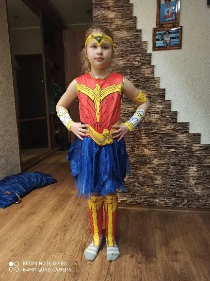 Deluxe Wonder Woman Anime Costume for Girls – Dawn of Justice Superhero Halloween Fancy Dress Cosplay