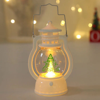 Portable LED Christmas Lanterns – Santa Claus & Snowman Indoor Decor, Battery-Powered for Home Xmas & New Year