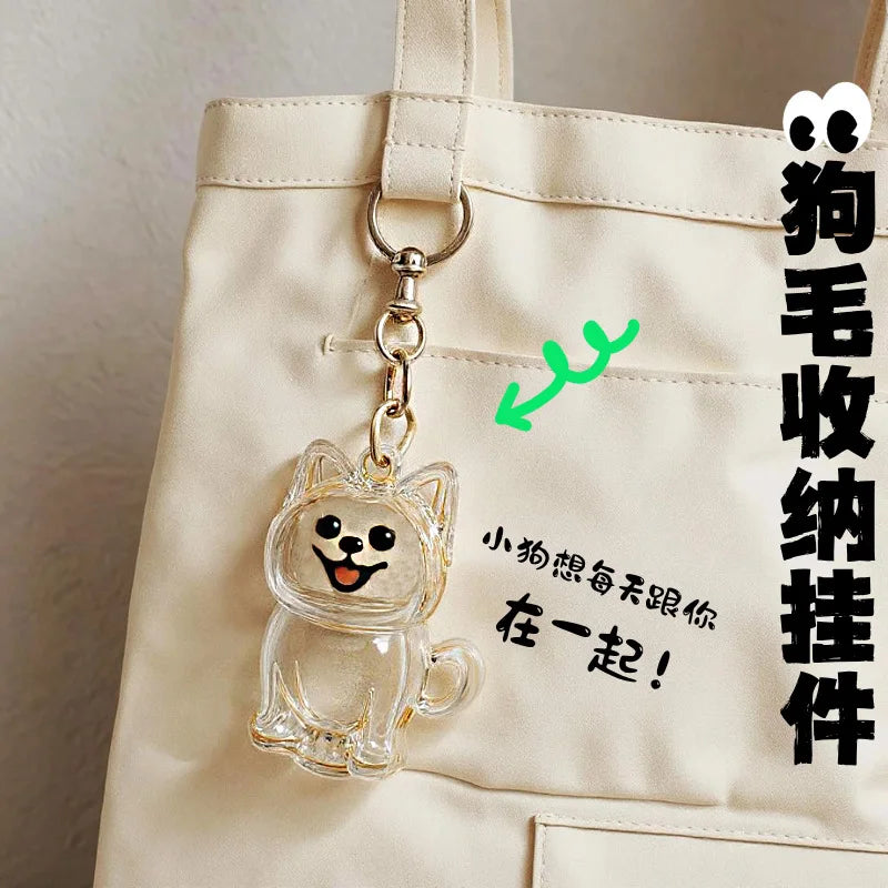 Cute Dog Hair Storage Pendant Keychain – Couple Bag Charm, Car Keychain Jewelry, Souvenir Gift & Decoration Accessory