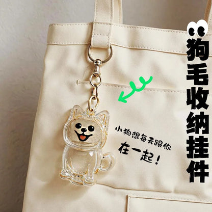 Cute Dog Hair Storage Pendant Keychain – Couple Bag Charm, Car Keychain Jewelry, Souvenir Gift & Decoration Accessory