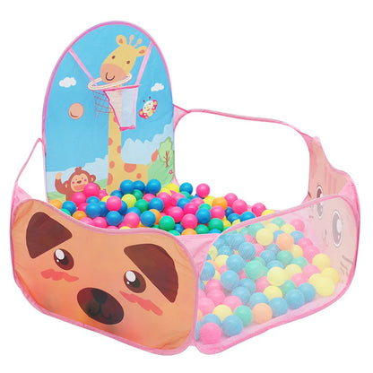 120cm Kids Playpen & Playground Tent – Baby Ball Pool with Basketball Hoop, Portable Indoor & Outdoor Toy House