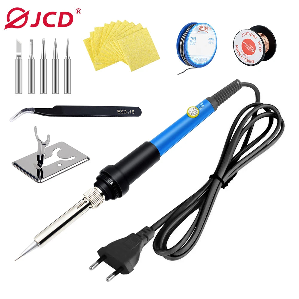 JCD Electric Soldering Iron - 60W/80W Adjustable Temperature Digital Display Welding Repair Tool Kit