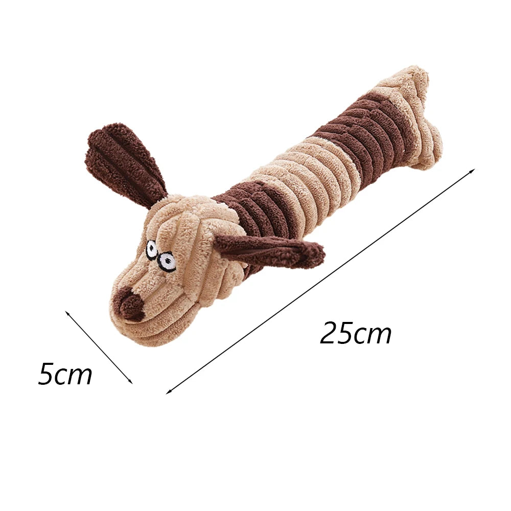 Plush Squeaky Dog Chew Toy - Interactive Teeth Cleaning Toy for Small & Medium Dogs