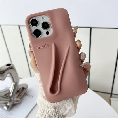Gray Toast Ribbon iPhone Case - Rhode Style Silicone Cover for iPhone 17 Pro Max Air 16 15 14 13 12 Plus