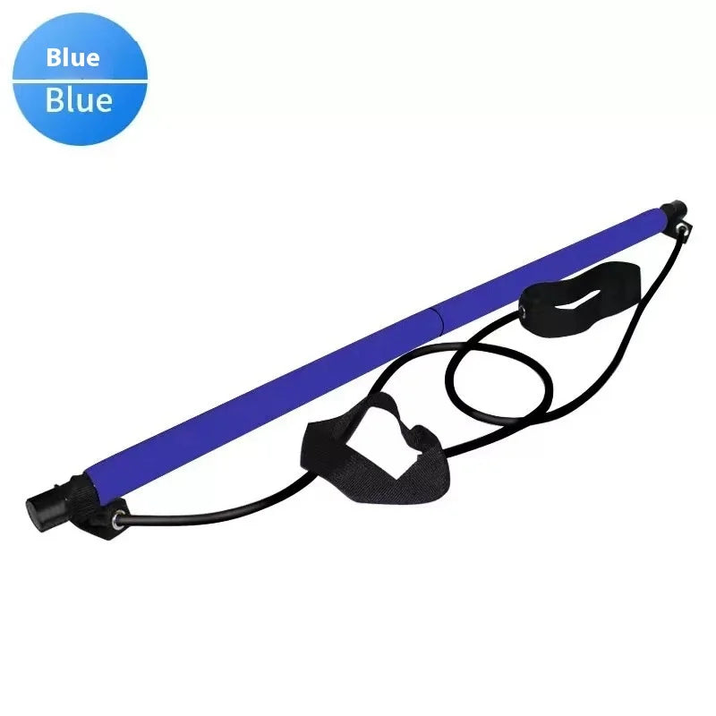 Adjustable Pilates Stick - Portable Fitness Bar with Elastic Bands for Yoga, Stretching & Home Workouts