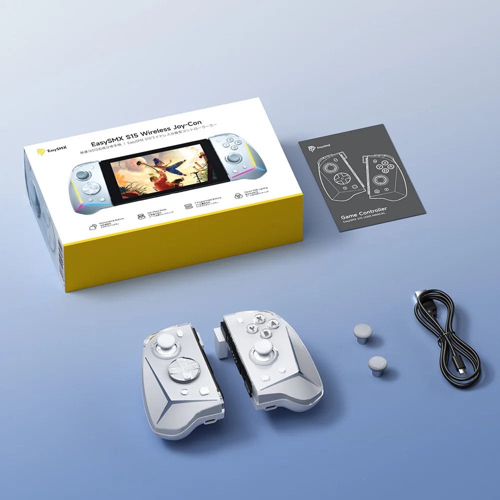 EasySMX S15 L/R Wireless RGB Controller — Compatible with Nintendo Switch/OLED, Gyroscope, Amiibo & Hall Effect, Perfect for Pokemon Games
