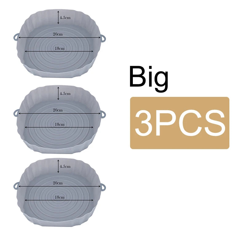 Reusable Air Fryer Silicone Pot & Baking Tray Set – 1/2/3PCS Silicone Basket for Pizza, Fried Chicken & Grill