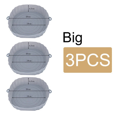 Reusable Air Fryer Silicone Pot & Baking Tray Set – 1/2/3PCS Silicone Basket for Pizza, Fried Chicken & Grill