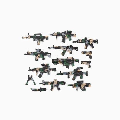 Military Building Blocks Soldier Set - Tactical Weapons Figures with Gatling Gun, Rifle, Mortar & Accessories Toy Kit