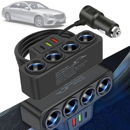 PD QC3.0 Dual USB Car Charger - 120W 12V/24V Cigarette Lighter Splitter for Phone, DVR and Dashcam