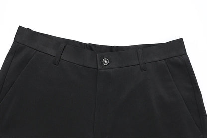 Men's Stretch Suit Pants – Smart Casual Solid Color Straight Trousers | Black Full-Length Work & Dress Pants