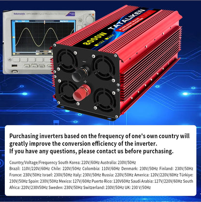 Pure Sine Wave Inverter 5000–10000W – 12V DC to 110V AC Portable Solar & Car Power Converter